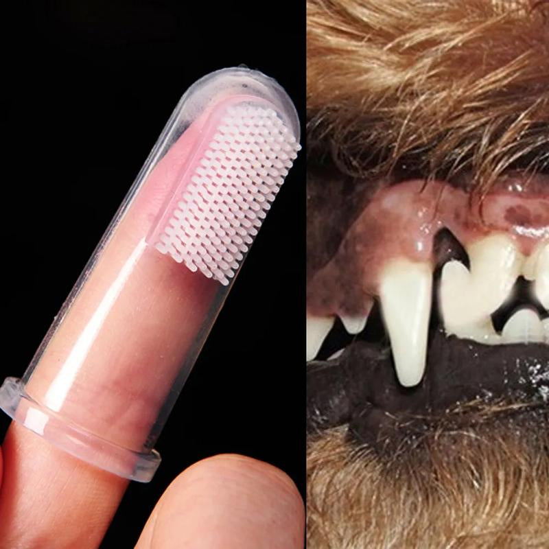 Silicone Brush Tool for Medium Dogs - Soft Pet Finger Toothbrush for Dental Hygiene