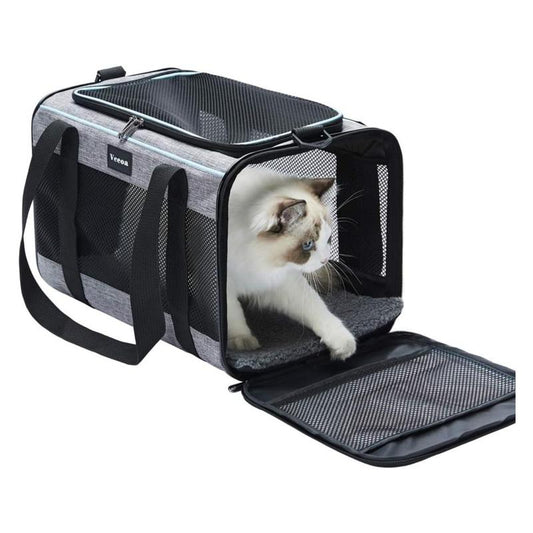 Soft-Sided Cat and Dog Carrier for Pets up to 16 Lbs, 17.5X11X11 Inches, Travel Puppy Carry, Fabric Pet Home