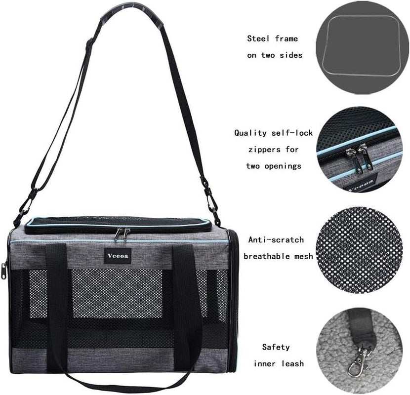 Soft-Sided Cat and Dog Carrier for Pets up to 16 Lbs, 17.5X11X11 Inches, Travel Puppy Carry, Fabric Pet Home