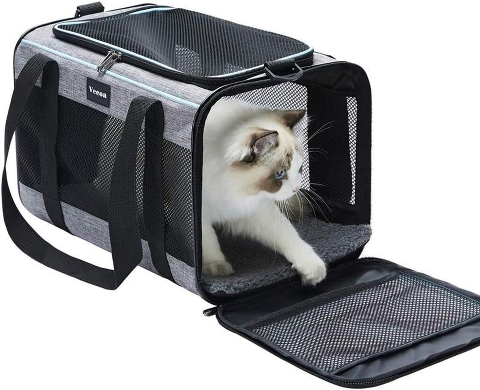 Soft-Sided Cat and Dog Carrier for Pets up to 16 Lbs, 17.5X11X11 Inches, Travel Puppy Carry, Fabric Pet Home